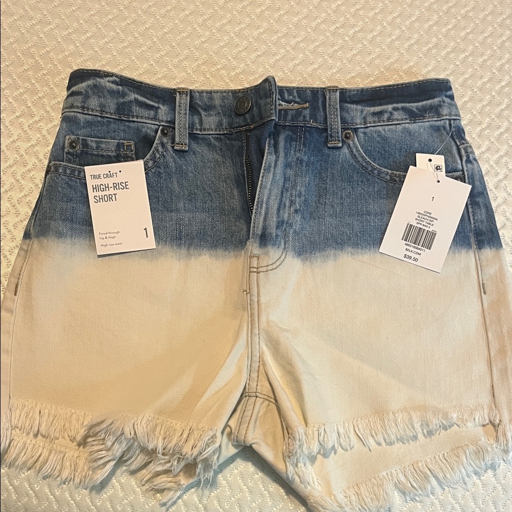 BRAND NEW True Craft Blue and Cream Ombre Denim Shorts